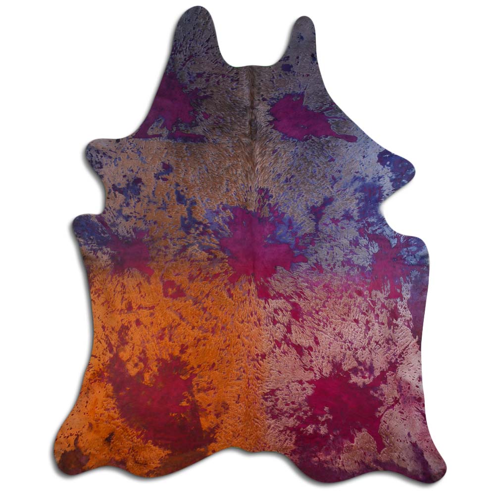 Cowhide Rug Distressed Tie Dye Large