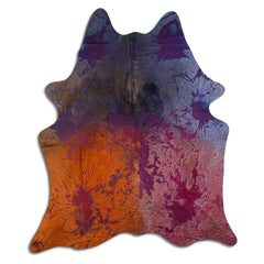 Cowhide Rug Distressed Tie Dye Large