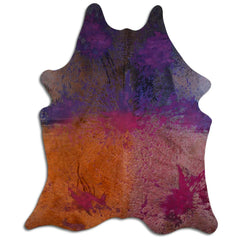 Cowhide Rug Distressed Tie Dye Large