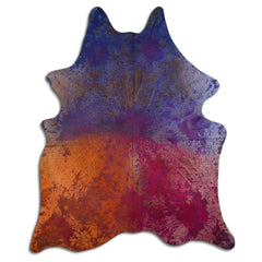 Cowhide Rug Distressed Tie Dye Large