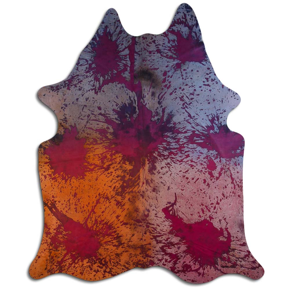 Cowhide Rug Distressed Tie Dye Large