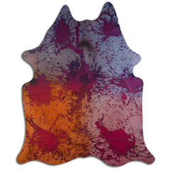 Cowhide Rug Distressed Tie Dye Large