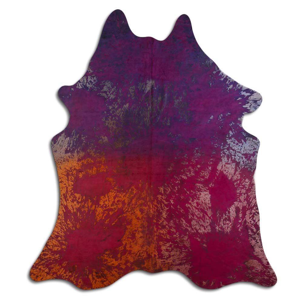 Cowhide Rug Distressed Tie Dye Large