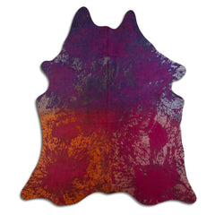 Cowhide Rug Distressed Tie Dye Large