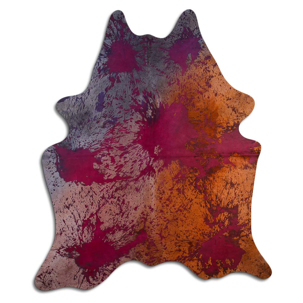 Cowhide Rug Distressed Tie Dye Large