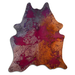 Cowhide Rug Distressed Tie Dye Large