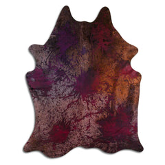 Cowhide Rug Distressed Tie Dye Large
