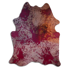 Cowhide Rug Distressed Tie Dye Large