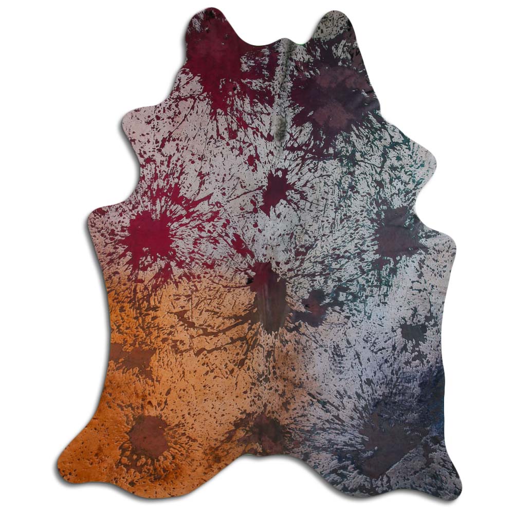 Cowhide Rug Distressed Tie Dye Large