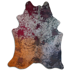 Cowhide Rug Distressed Tie Dye Large