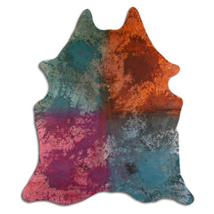 Cowhide Rug Distressed Tie Dye Large