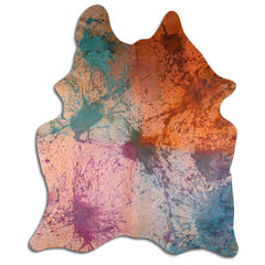 Cowhide Rug Distressed Tie Dye Large
