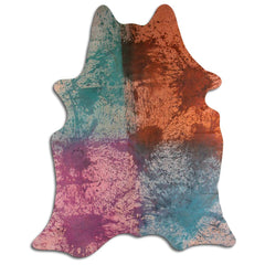 Cowhide Rug Distressed Tie Dye Large
