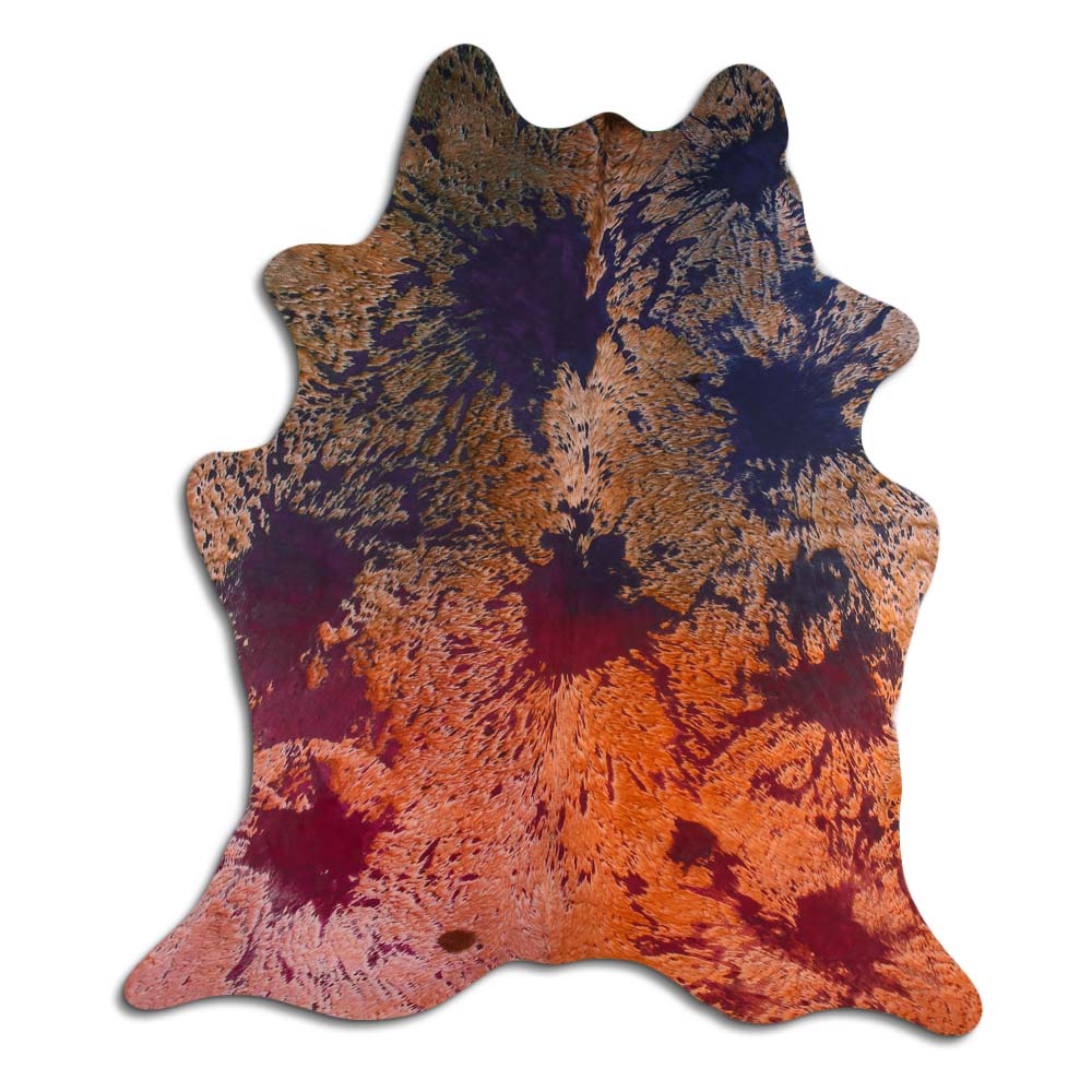 Cowhide Rug Distressed Tie Dye Large