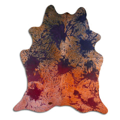 Cowhide Rug Distressed Tie Dye Large