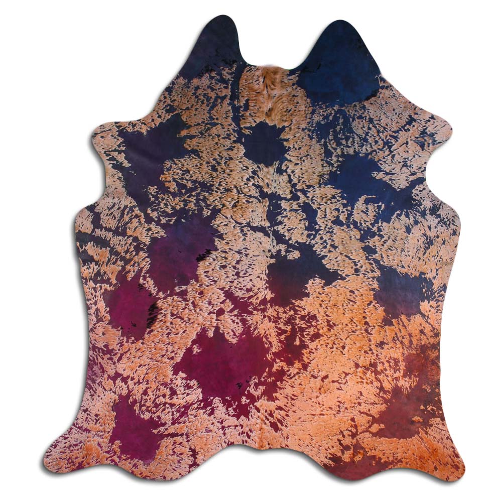 Cowhide Rug Distressed Tie Dye Large