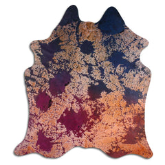 Cowhide Rug Distressed Tie Dye Large