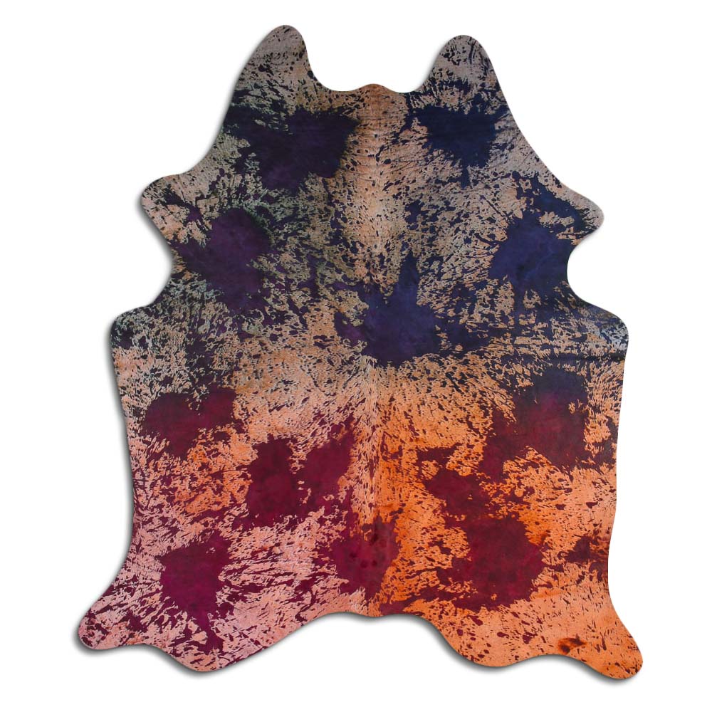Cowhide Rug Distressed Tie Dye Large