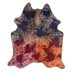 Cowhide Rug Distressed Tie Dye Large