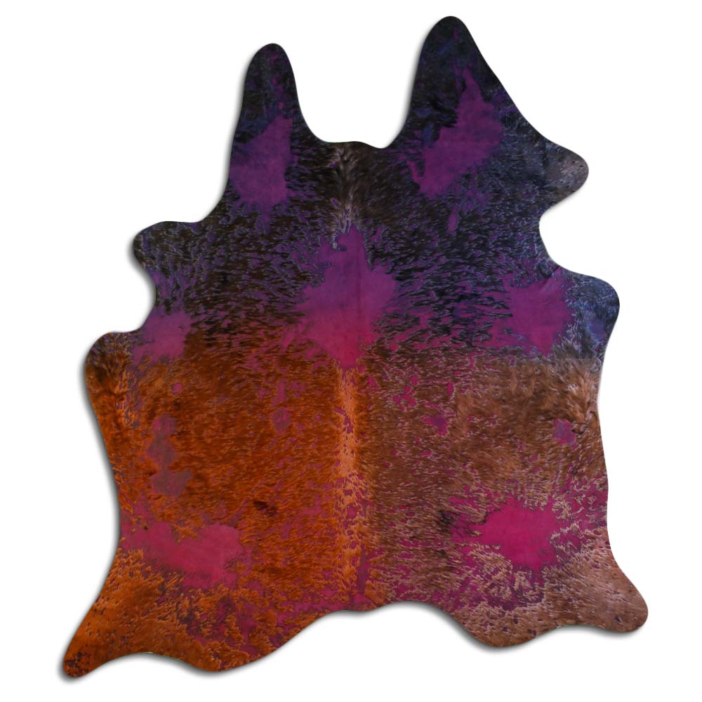 Cowhide Rug Distressed Tie Dye Large