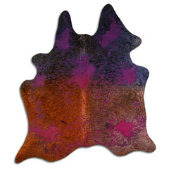 Cowhide Rug Distressed Tie Dye Large
