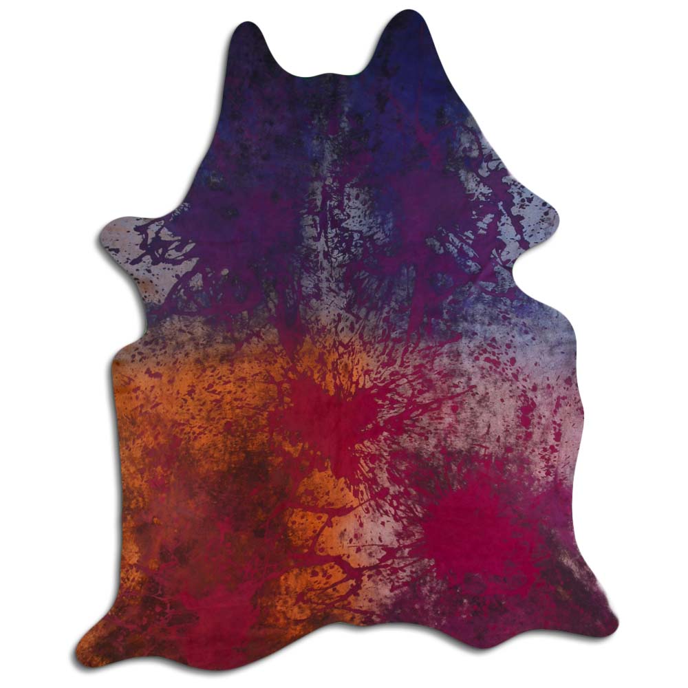 Cowhide Rug Distressed Tie Dye Large