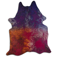 Cowhide Rug Distressed Tie Dye Large