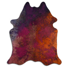 Cowhide Rug Distressed Tie Dye Large
