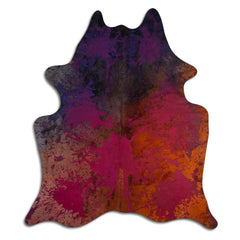 Cowhide Rug Distressed Tie Dye Large