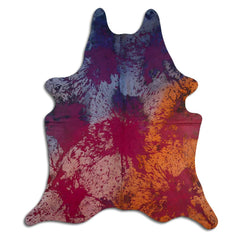 Cowhide Rug Distressed Tie Dye Large