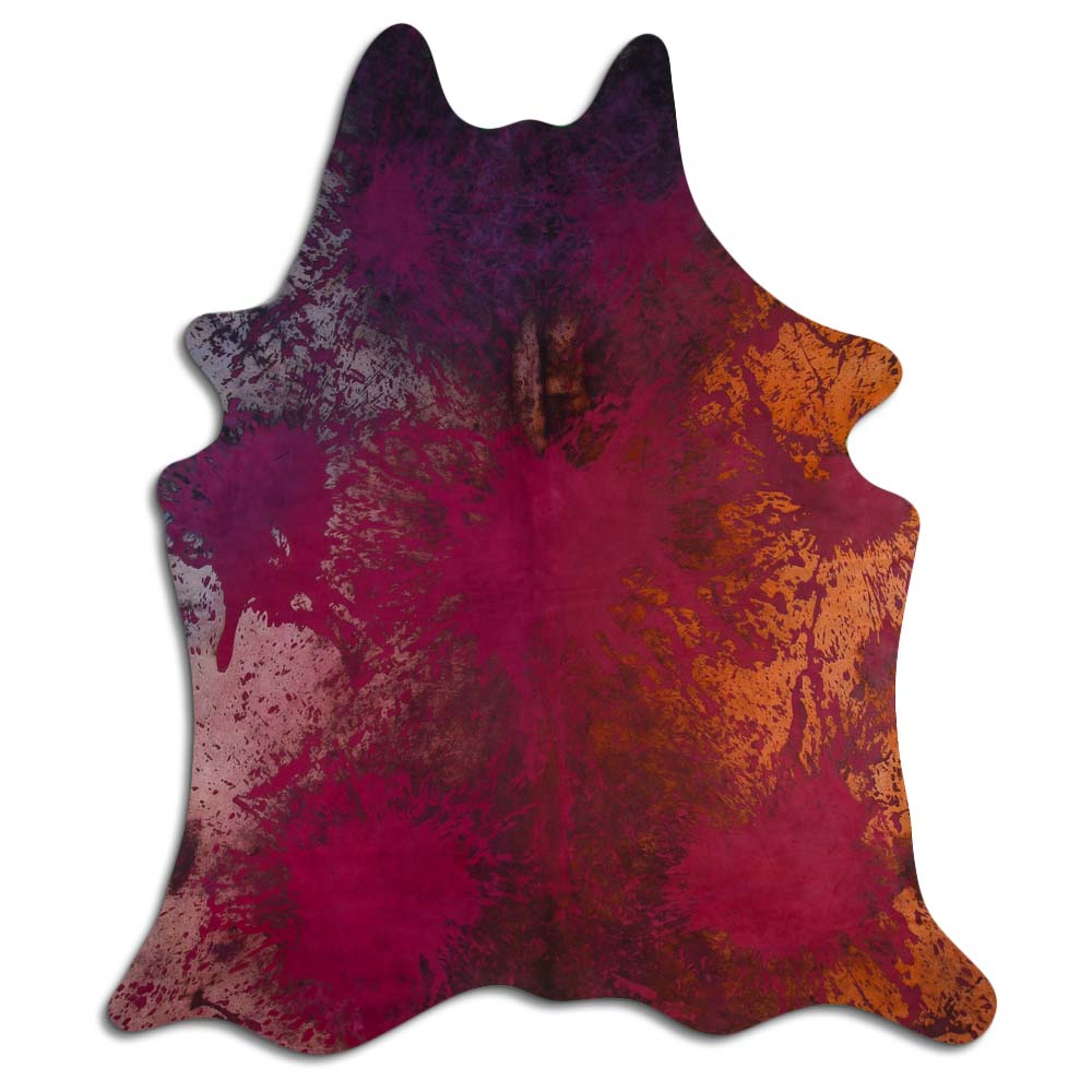 Cowhide Rug Distressed Tie Dye Large