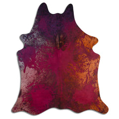 Cowhide Rug Distressed Tie Dye Large