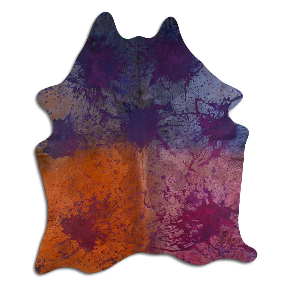 Cowhide Rug Distressed Tie Dye Large