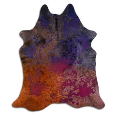 Cowhide Rug Distressed Tie Dye Large