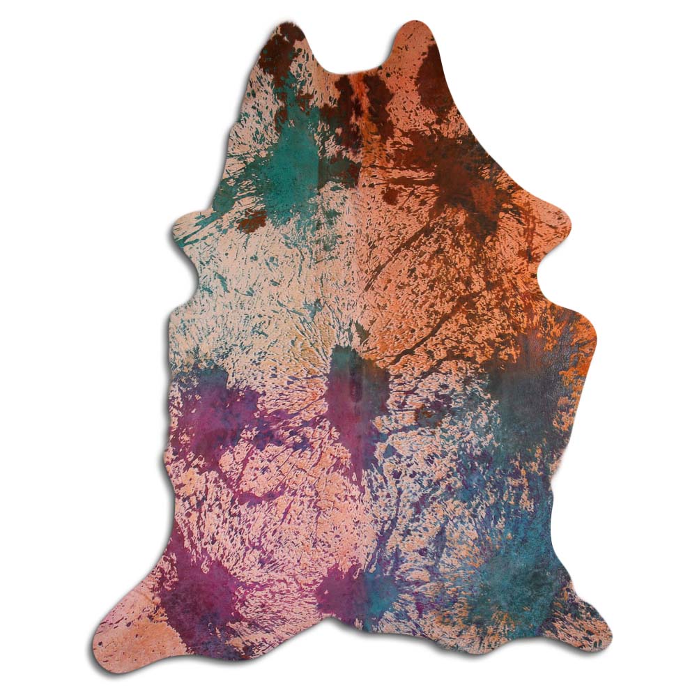 Cowhide Rug Distressed Tie Dye Large