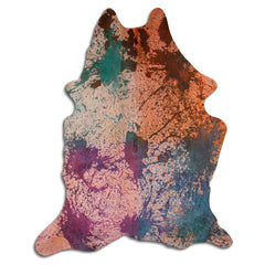 Cowhide Rug Distressed Tie Dye Large