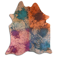 Cowhide Rug Distressed Tie Dye Large