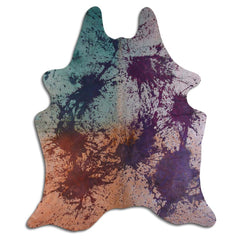 Cowhide Rug Distressed Tie Dye Large