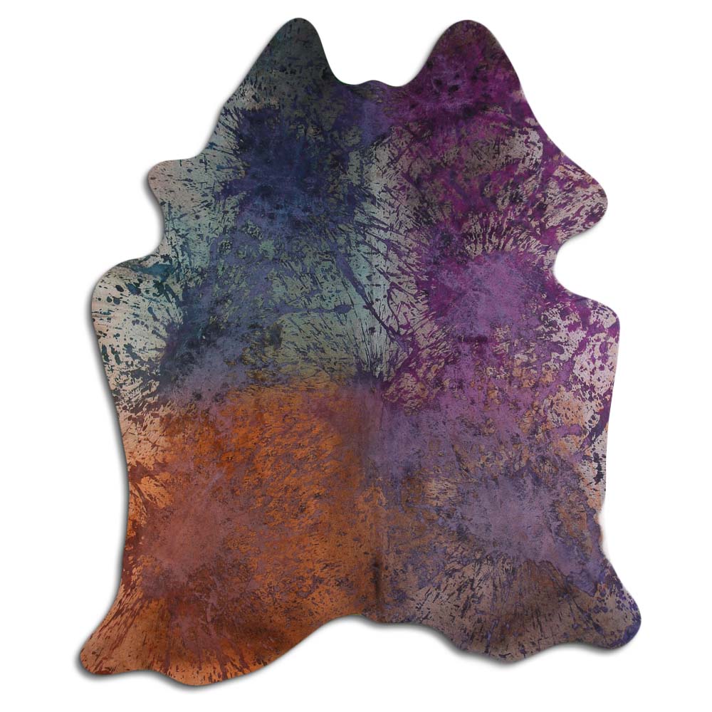 Cowhide Rug Distressed Tie Dye Large