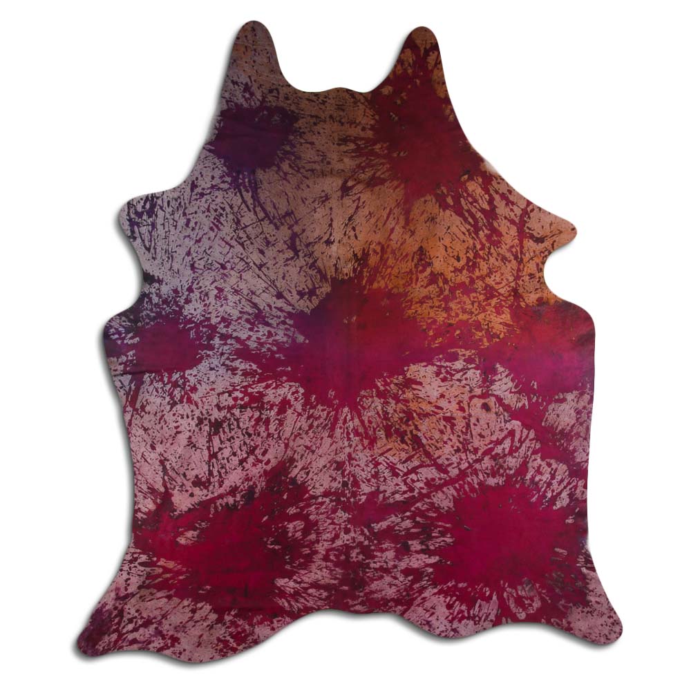 Cowhide Rug Distressed Tie Dye Large