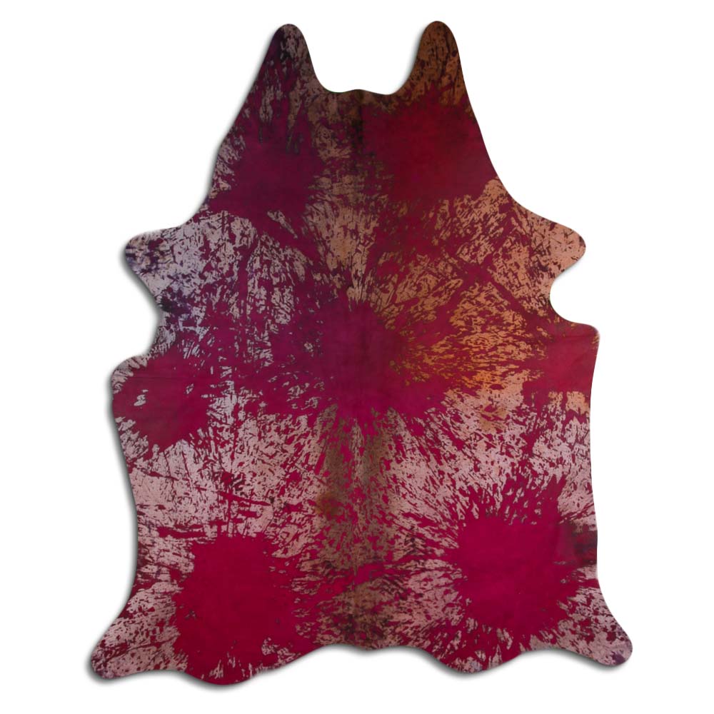 Cowhide Rug Distressed Tie Dye Large