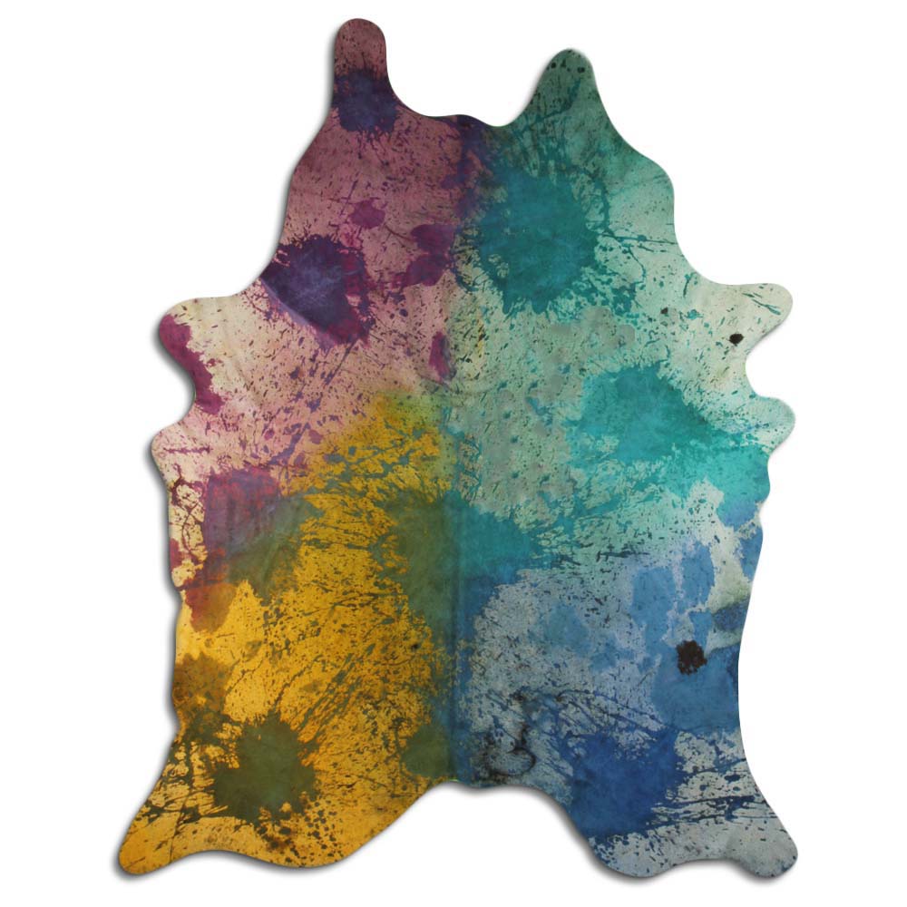 Cowhide Rug Distressed Tie Dye Large