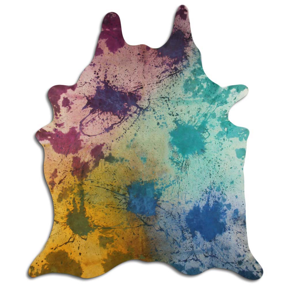 Cowhide Rug Distressed Tie Dye Large