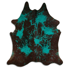 Cowhide Rug Distressed Emerald Large