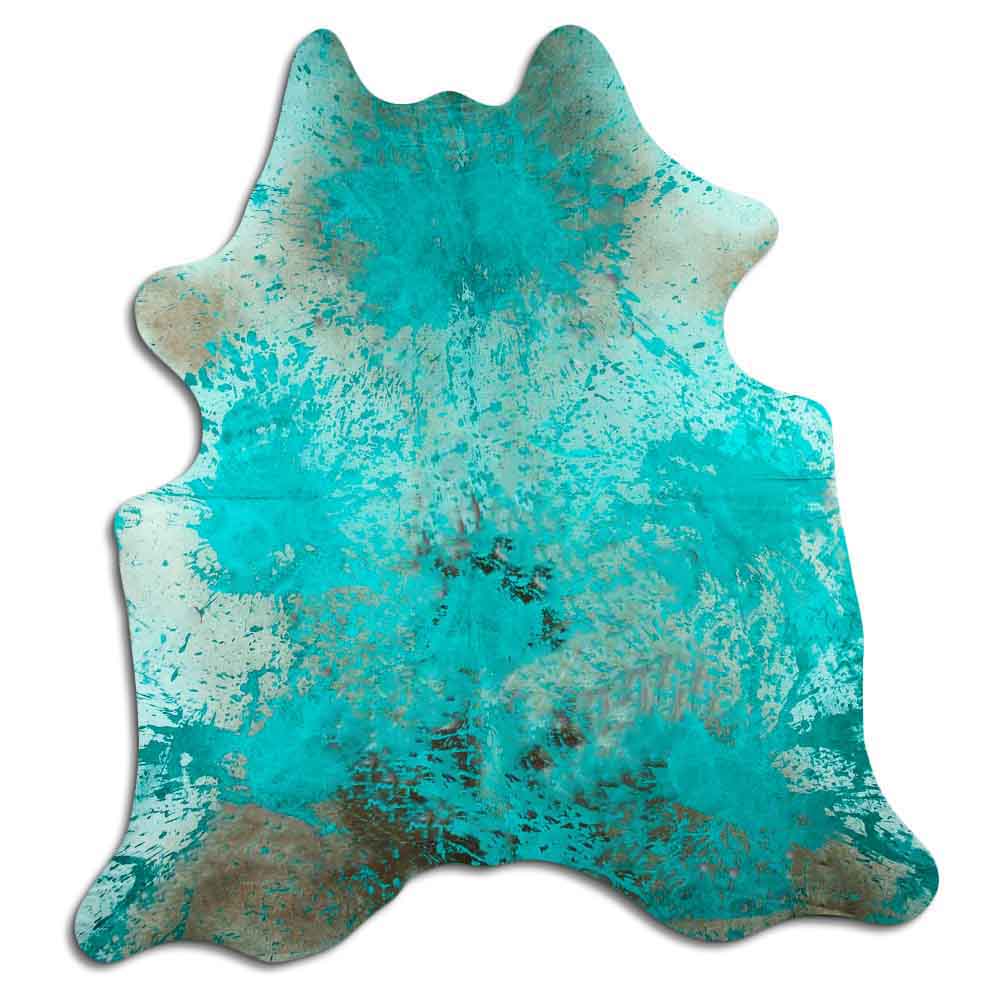 Cowhide Rug Distressed Emerald Large
