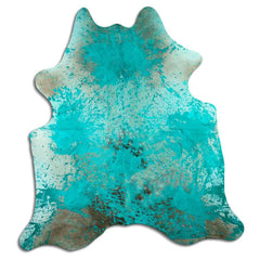 Cowhide Rug Distressed Emerald Large