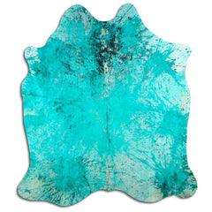 Cowhide Rug Distressed Emerald Large