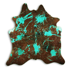 Cowhide Rug Distressed Emerald Large