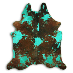 Cowhide Rug Distressed Emerald Large
