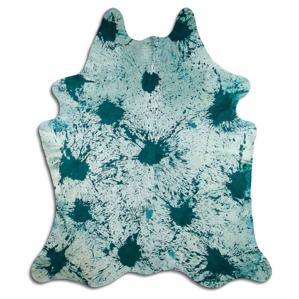 Cowhide Rug Distressed Emerald Large